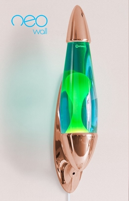 Mathmos Neo Muur lavalamp Koper - Blauw met Groene lava