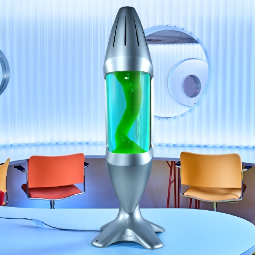 Mathmos iO 78cm hoge lavalamp Zilver - Blauw met Groene lava