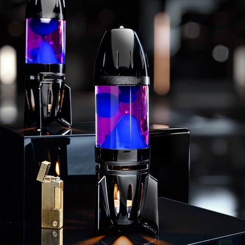 Mathmos Fireflow Zwart - Roze met Blauwe lava