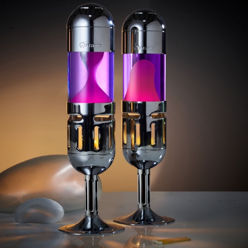 Mathmos Pod+ Zilver - Violet met Roze lava