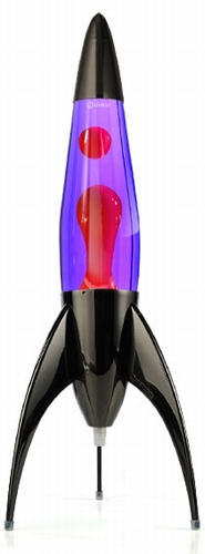 Telstar raket lavalamp Zwart - Violet met Rode lava