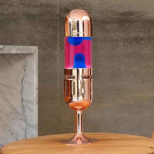 Mathmos Pod+ Koper - Roze met Blauwe lava