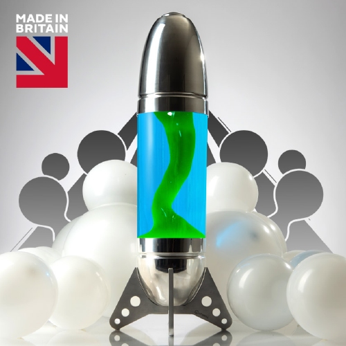 Mathmos Rokit Raket lavalamp - Blauw met Groene lava