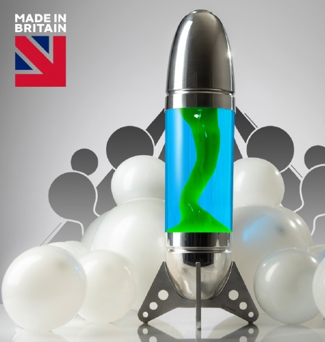 Mathmos Rokit Raket lavalamp - Blauw met Groene lava