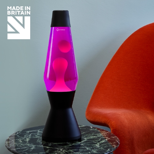 Mathmos Astro Zwart - Roze met Roze lava