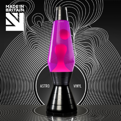 Mathmos Astro Vinyl Zwart - Roze met Roze lava