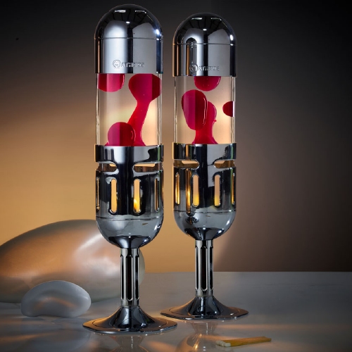 Mathmos Pod+ Zilver - Helder met Rode lava