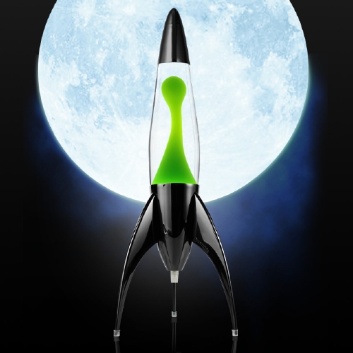 Telstar raket lavalamp Zwart - Helder met Groene lava