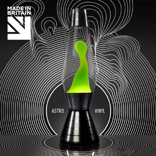 Mathmos Astro Vinyl Zwart - Helder met Groene lava