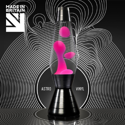 Mathmos Astro Vinyl Zwart - Helder met Roze lava