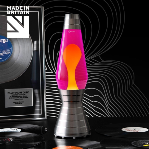 Mathmos Astro Vinyl Platinum - Roze met Gele lava