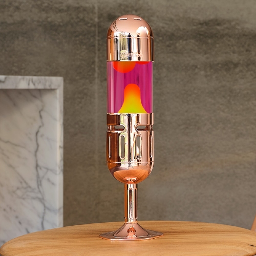 Mathmos Pod Koper - Roze met Gele lava