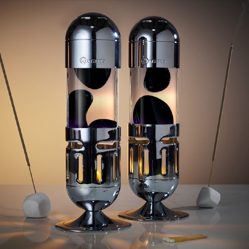 Mathmos Pod Zilver - Helder met Donker Paarse lava