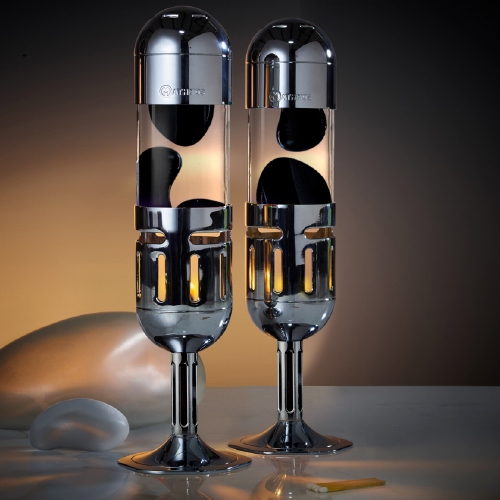 Mathmos Pod+ Zilver - Helder met Donker Paarse lava