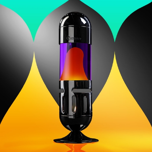 Mathmos Pod Zwart - Violet met Oranje lava