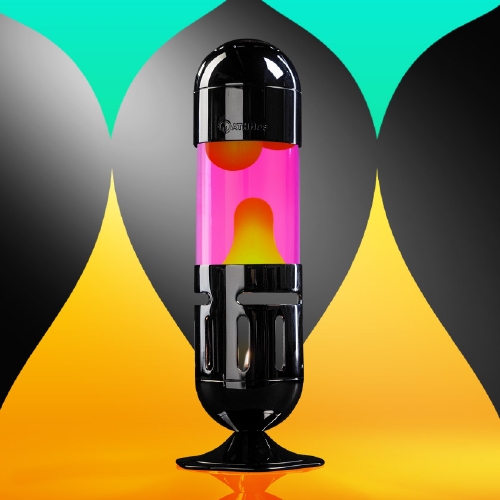 Mathmos Pod Zwart - Roze met Gele lava