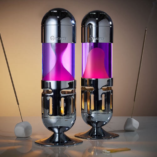 Mathmos Pod Zwart - Violet met Roze lava