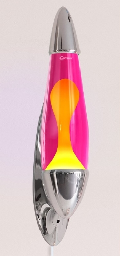Mathmos Neo Muur lavalamp Zilver - Roze met Gele lava