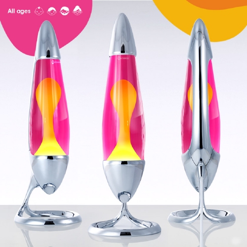 Mathmos Neo Zilver - Roze met Gele lava