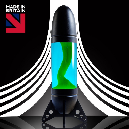 Mathmos Rokit Raket lavalamp Zwart  - Blauw met Groene lava