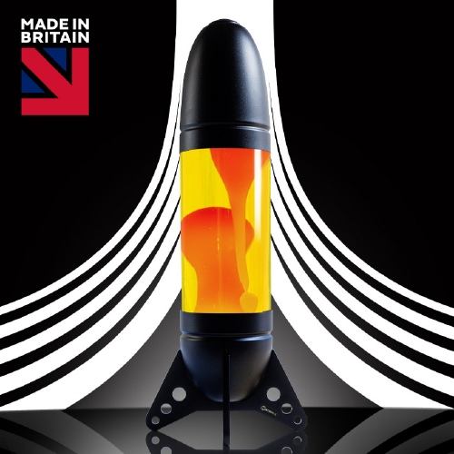 Mathmos Rokit Raket lavalamp Zwart - Geel met Oranje lava