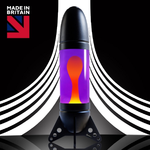 Mathmos Rokit Raket lavalamp Zwart - Violet met Oranje lava