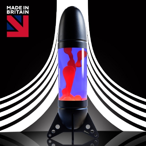 Mathmos Rokit Raket lavalamp Zwart - Violet met Rode lava