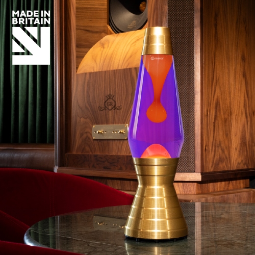 Mathmos Astro Vinyl Lavalamp Goud - Violet met Oranje lava