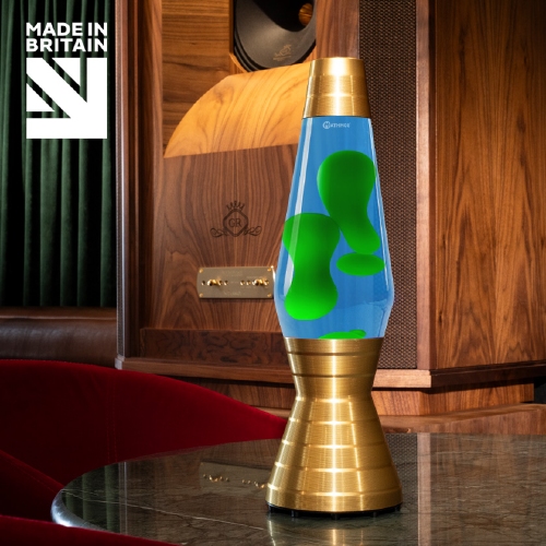Mathmos Astro Vinyl Lavalamp Goud - Blauw met Groene lava