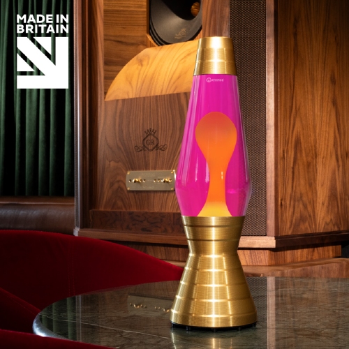 Mathmos Astro Vinyl Lavalamp Goud - Roze met Gele lava
