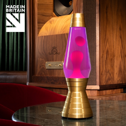 Mathmos Astro Vinyl Lavalamp Goud - Roze met Roze lava