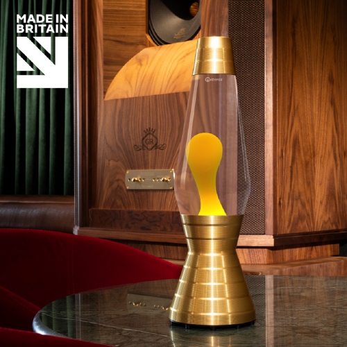 Mathmos Astro Vinyl Lavalamp Goud - Helder met Geel lava
