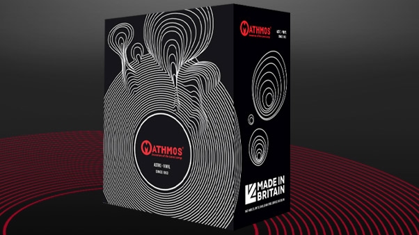 Mathmos Astro Vinyl Zwart - Helder met Gele lava
