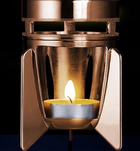 Mathmos Fireflow Koper Waxinelicht Lavalamp - Geel met Oranje Lava