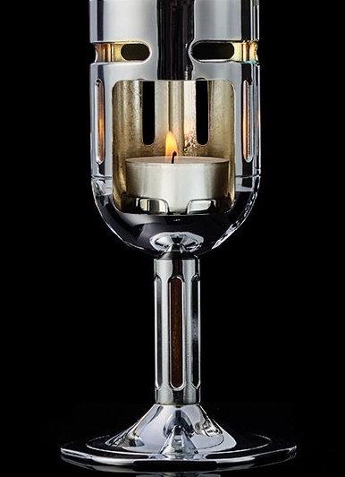 Mathmos Pod+ Zilver Waxinelicht Lavalamp - Helder met Donkerpaarse lava