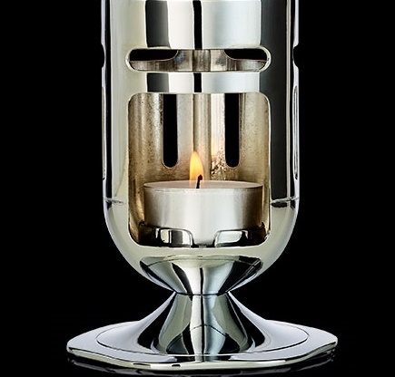 Mathmos Pod Zilver Waxinelicht Lavalamp - Blauw met Gele lava