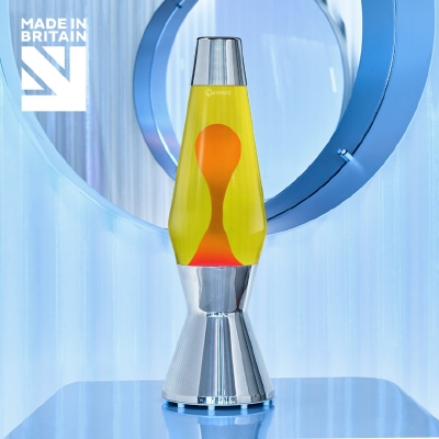 Mathmos Astro Zilver - Geel met Oranje lava