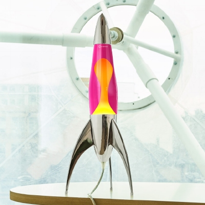 Telstar raket lavalamp Zilver - Roze met Gele lava