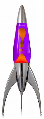 Telstar raket lavalamp Zilver - Violet met Oranje lava
