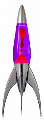 Telstar raket lavalamp Zilver - Violet met Rode lava