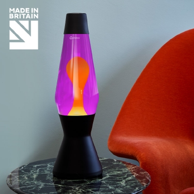 Mathmos Astro Zwart - Violet met Oranje lava