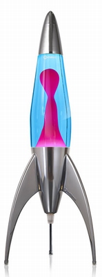 Telstar raket lavalamp Zilver - Blauw met Roze lava