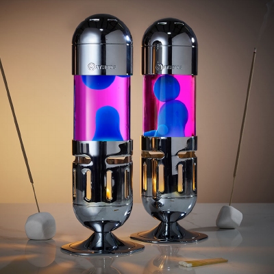 Mathmos Pod Zilver - Roze met Blauwe lava
