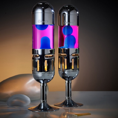 Mathmos Pod+ Zilver - Roze met Blauwe lava