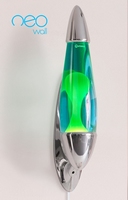 Mathmos Neo Muur lavalamp Zilver - Blauw met Groene lava