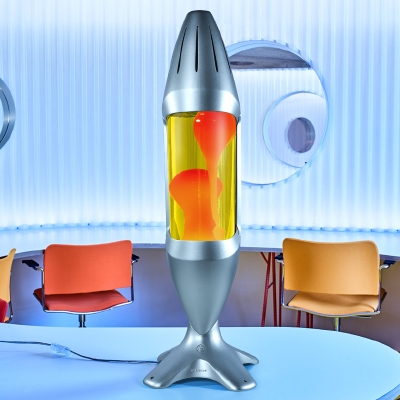 Mathmos iO 78cm hoge lavalamp Zilver - Geel met Oranje lava