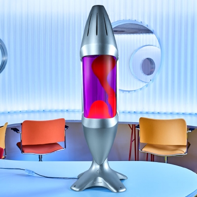 Mathmos iO 78cm hoge lavalamp Zilver - Violet met Rode lava