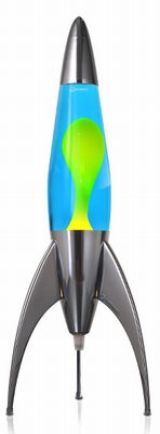 Telstar raket lavalamp Zilver - Blauw met Gele lava