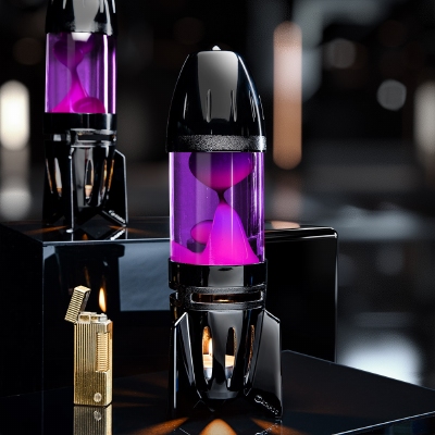 Mathmos Fireflow Zwart - Violet met Roze lava