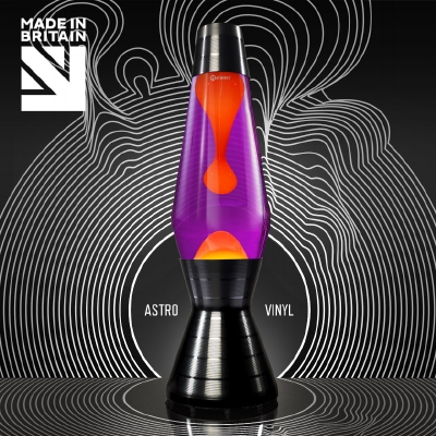 Mathmos Astro Vinyl Zwart - Violet met Oranje lava